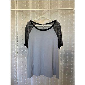 #18 Grey mesh raglan tee - curve size